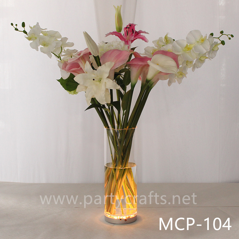 acrylic clear flower vase colorfull light  centerpiece vase wedding aisle party event hotel hall home dinning bridal shower  lobby bar decoration home decoration