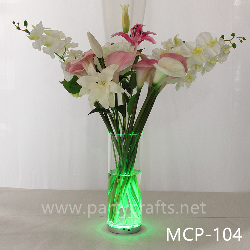 acrylic clear flower vase colorfull light  centerpiece vase wedding aisle party event hotel hall home dinning bridal shower  lobby bar decoration home decoration