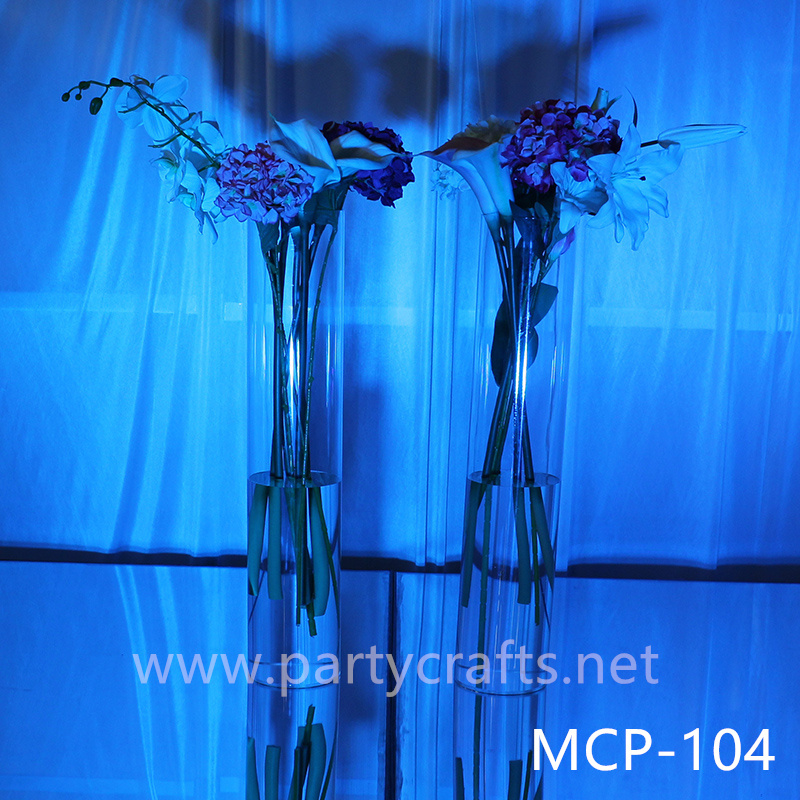 acrylic clear flower vase colorfull light  centerpiece vase wedding aisle party event hotel hall home dinning bridal shower  lobby bar decoration home decoration