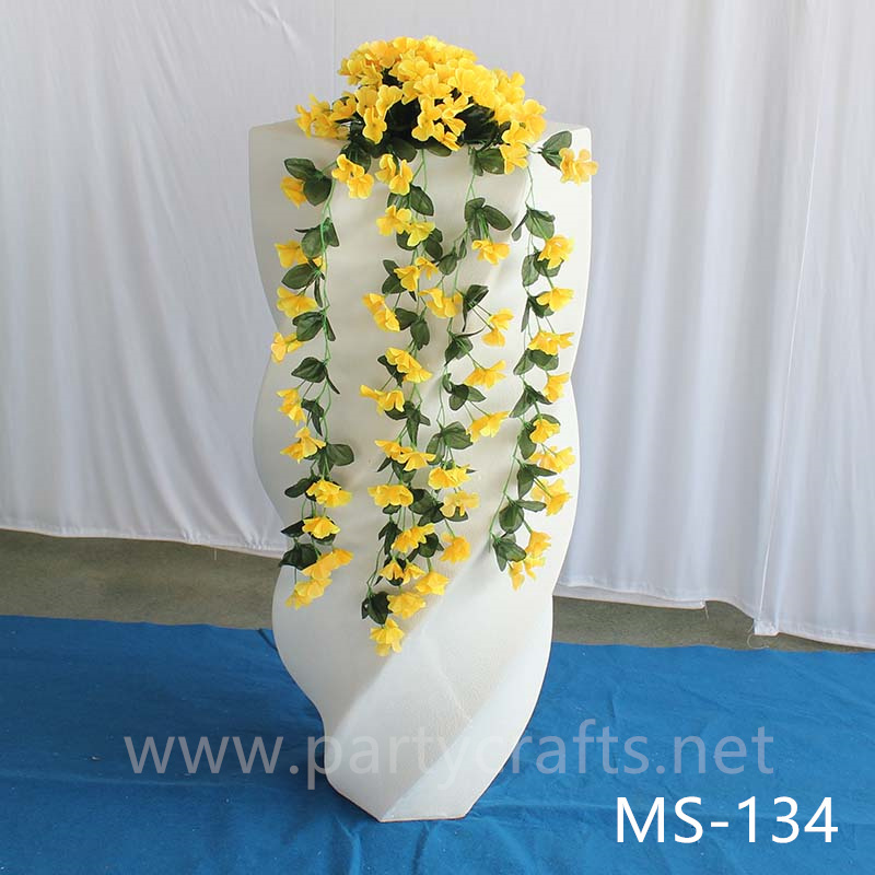 White fiberglass vase  decoration spiral pattern aisle decoration wedding party decoration bridal shower event decoration living room hotel hall decoration