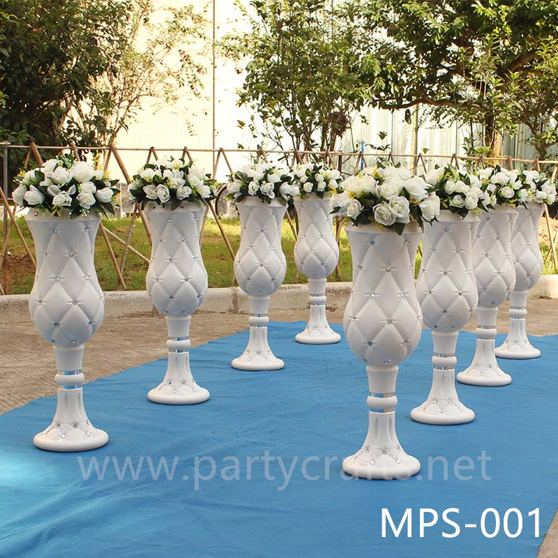 White fiberglass vase  crystal decoration  engraved pattern wedding party decoration bridal shower event decoration living room hotel hall decoration