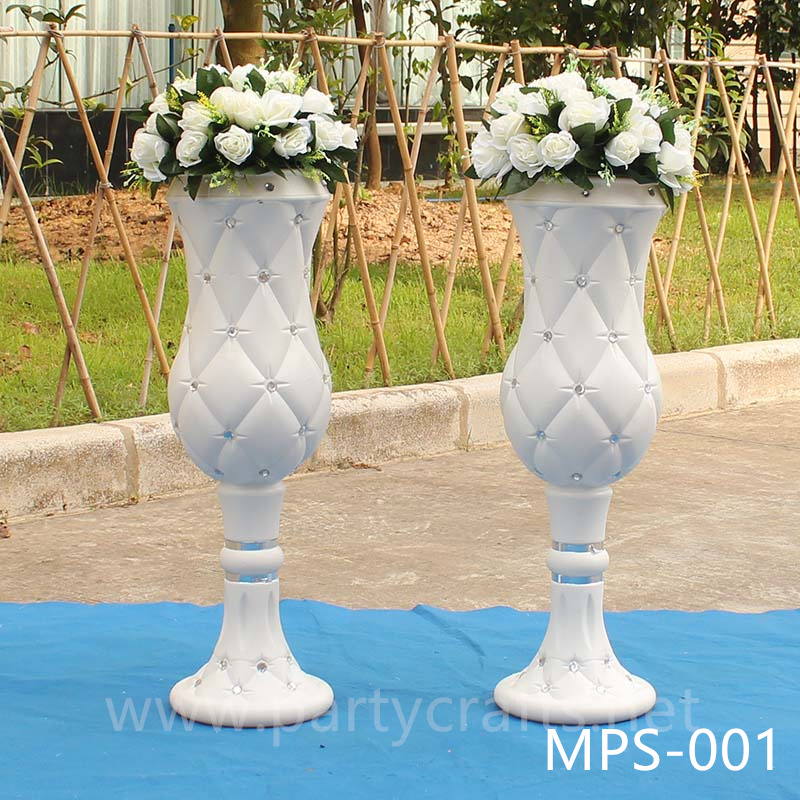 White fiberglass vase  crystal decoration  engraved pattern wedding party decoration bridal shower event decoration living room hotel hall decoration