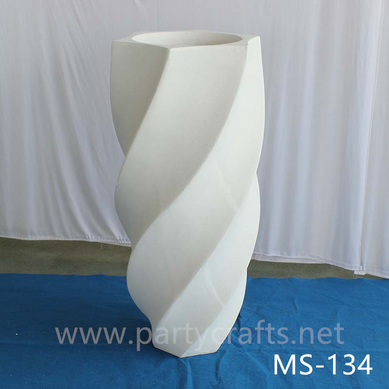 White fiberglass vase  decoration spiral pattern wedding party decoration bridal shower event decoration living room hotel hall decoration