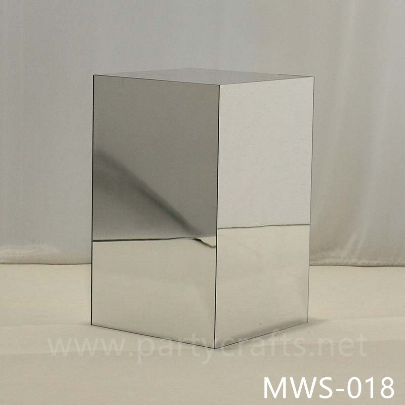 silver pedestal stand square  riser stand mirror cube art display stands  wedding table centerpiece cake table sweet table