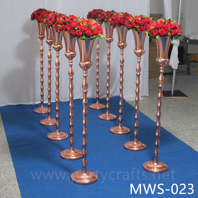 metal rose gold tall flower stand  aisle deocration hotel hall living room decoration wedding paty event decoration