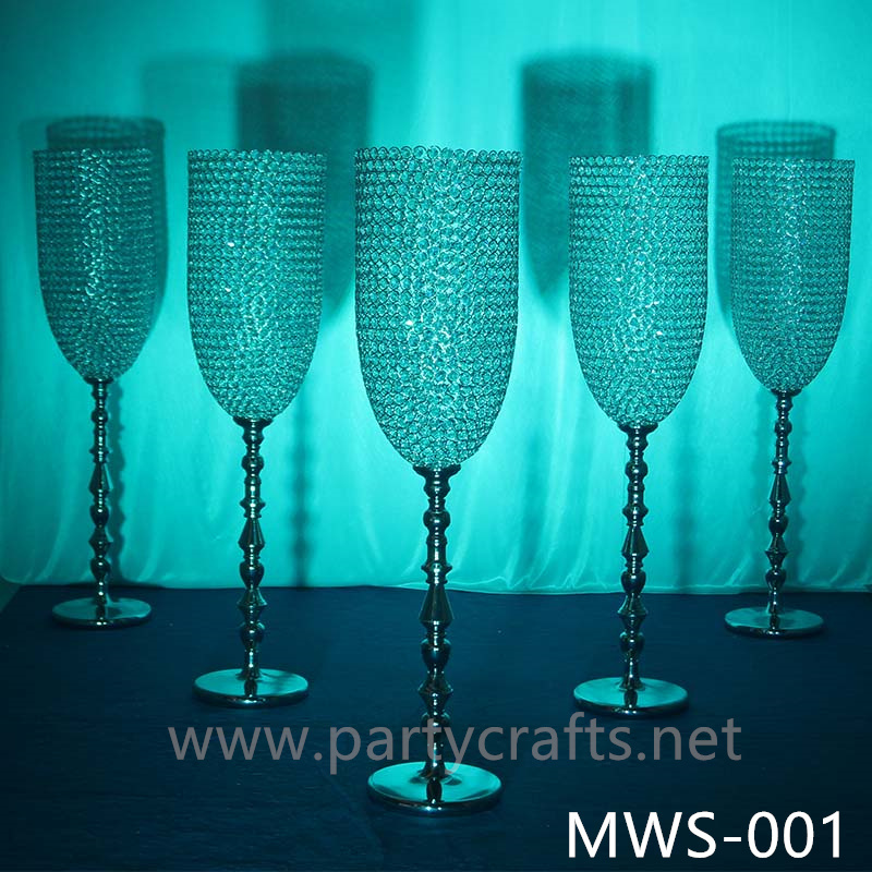 crystal centerpiece champagne glass flower vase hotel hall decoration wedding party event bridal shower decoration