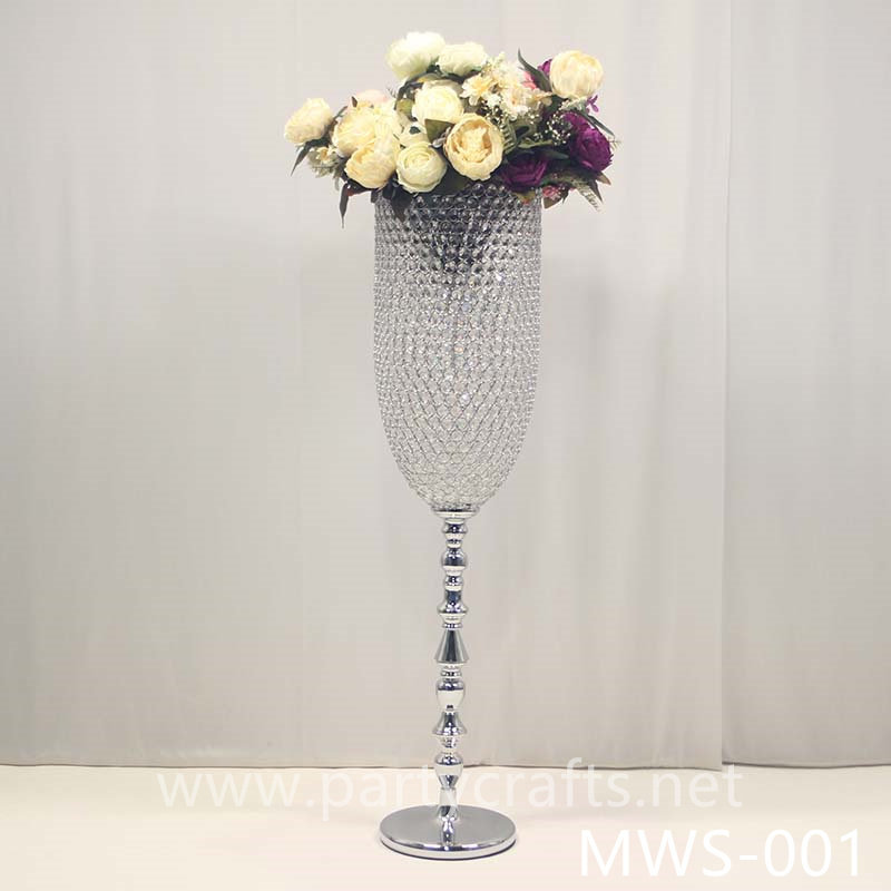 crystal centerpiece champagne glass flower vase hotel hall decoration wedding party event bridal shower decoration