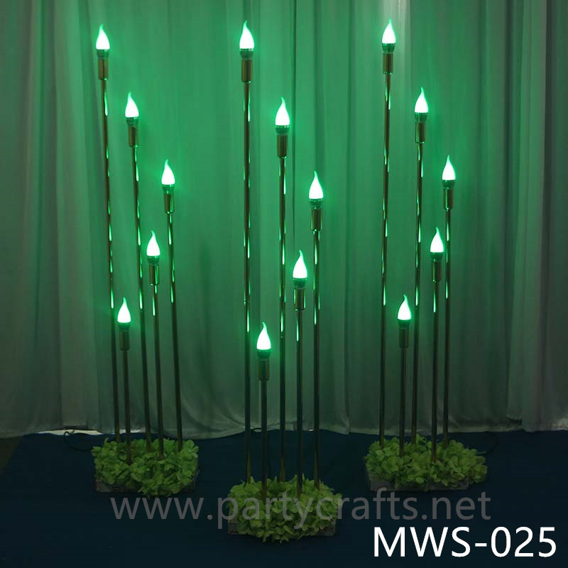 5 arms vertical tube shape stage backdrop LED light wall stainless steel backdrop party event stage decoration baby shower