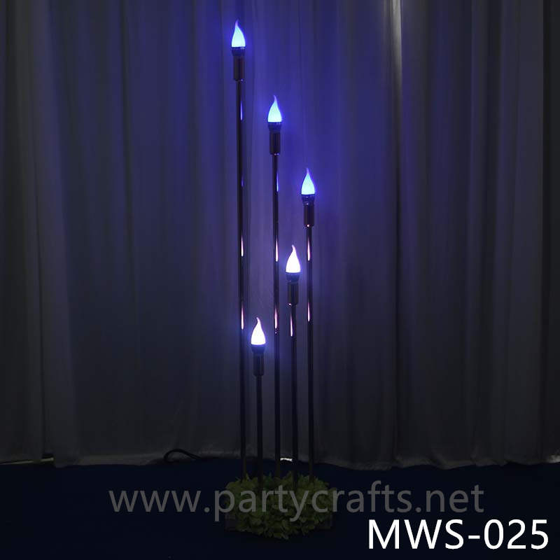 5 arms vertical tube shape stage backdrop LED light wall stainless steel backdrop party event stage decoration baby shower