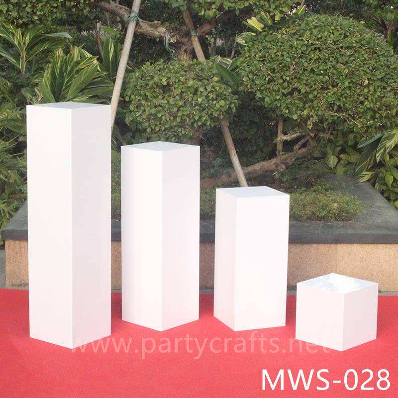 pure white rectangle pedestal stand base square riser stand cube small art display stands flower stand rectangular pedestal wedding table tall centerpiece cake table sweet table backdrop stand decoration floral stand  aisle decoration home decoration