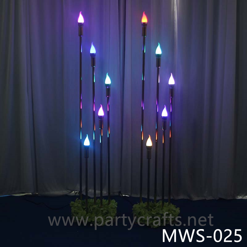 5 arms vertical tube shape stage backdrop LED light wall stainless steel backdrop party event stage decoration garden layout baby shower  aisle deocration