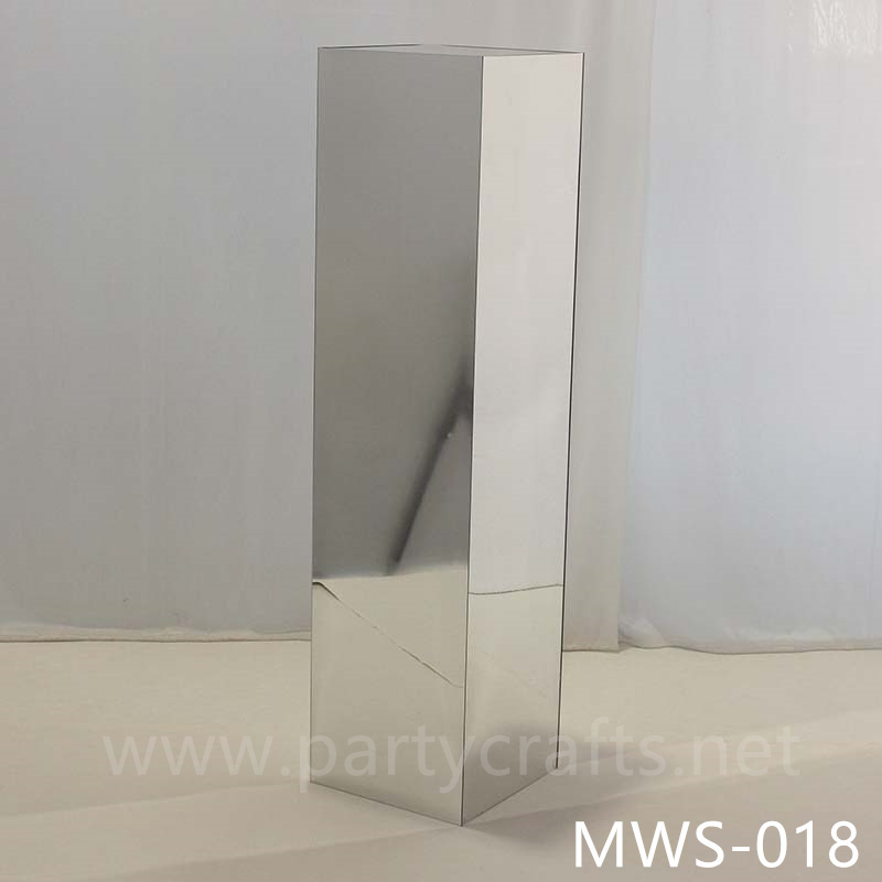 silver pedestal stand square  riser stand mirror cube art display stands  wedding table centerpiece cake table sweet table