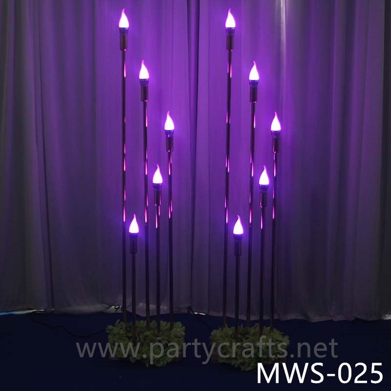 5 arms vertical tube shape stage backdrop LED light wall stainless steel backdrop party event stage decoration garden layout baby shower  aisle deocration