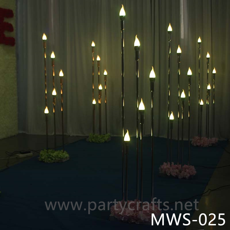 5 arms vertical tube shape stage backdrop LED light wall stainless steel backdrop party event stage decoration baby shower