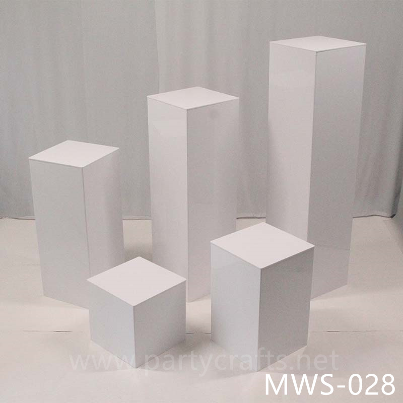 pure white rectangle pedestal stand base square riser stand cube small art display stands flower stand rectangular pedestal wedding table tall centerpiece cake table sweet table backdrop stand decoration floral stand  aisle decoration home decoration