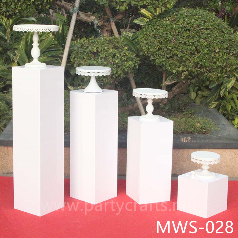 pure white rectangle pedestal stand base square riser stand cube small art display stands flower stand rectangular pedestal wedding table tall centerpiece cake table sweet table backdrop stand decoration floral stand  aisle decoration home decoration