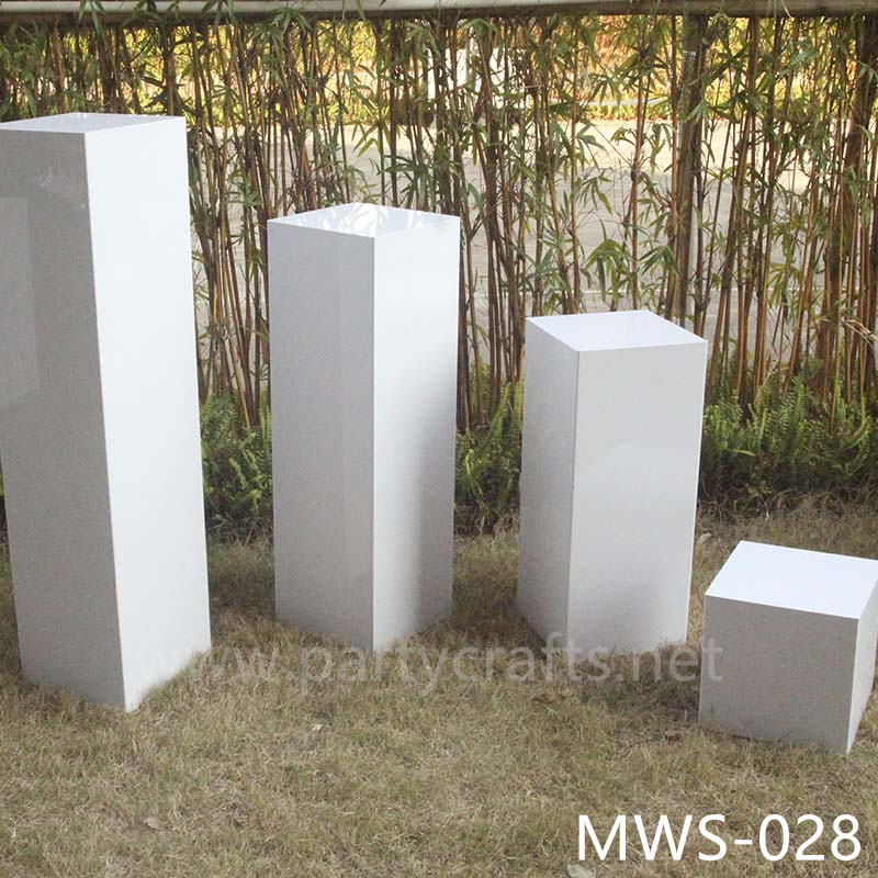 pure white rectangle pedestal stand base square riser stand cube small art display stands flower stand rectangular pedestal wedding table tall centerpiece cake table sweet table backdrop stand decoration floral stand  aisle decoration home decoration