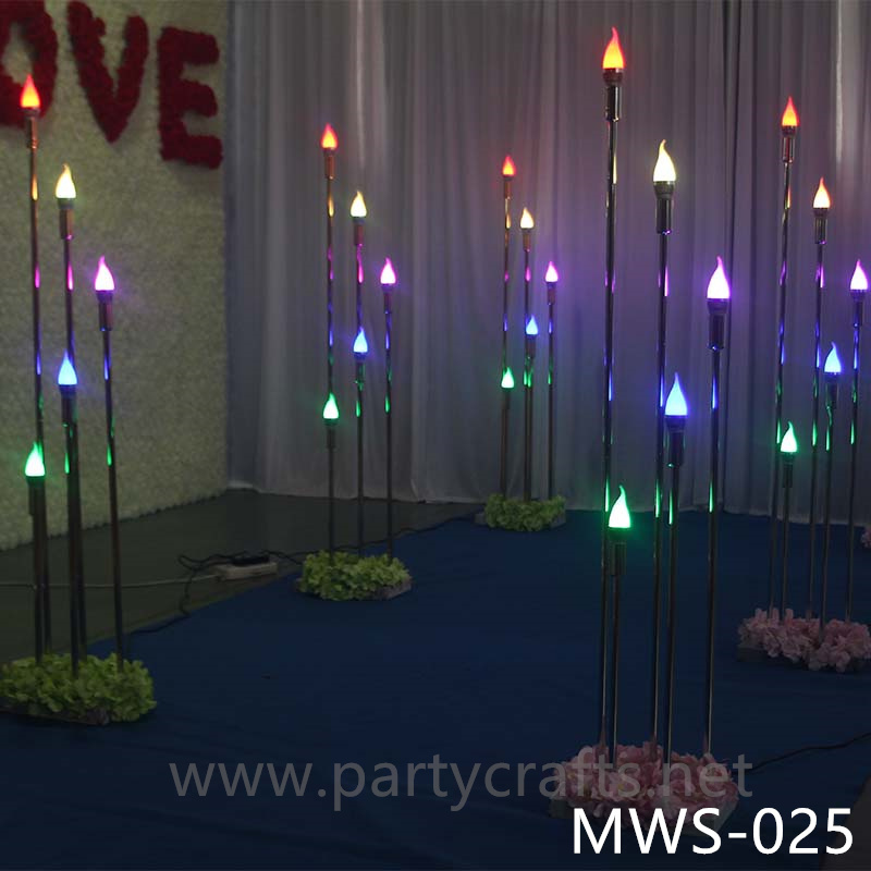 5 arms vertical tube shape stage backdrop LED light wall stainless steel backdrop party event stage decoration baby shower