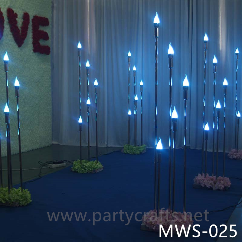 5 arms vertical tube shape stage backdrop LED light wall stainless steel backdrop party event stage decoration baby shower