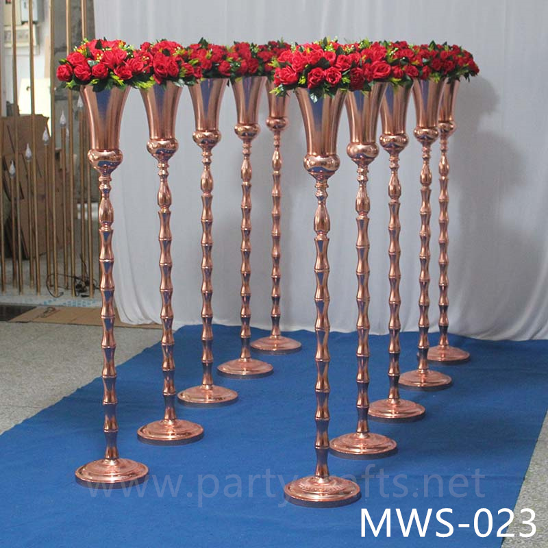 metal rose gold tall flower stand  aisle deocration hotel hall living room decoration wedding paty event decoration