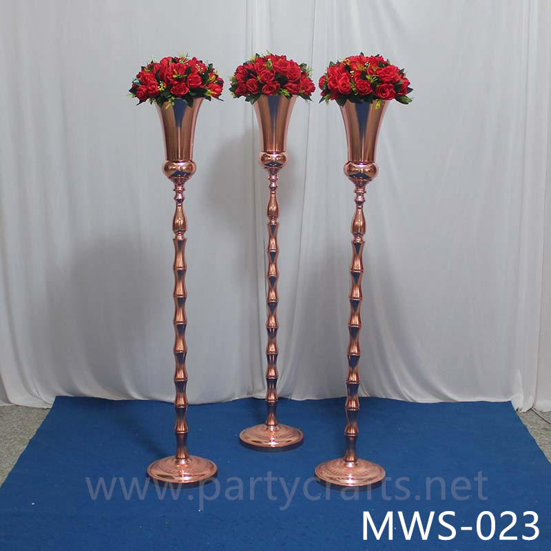 metal rose gold tall flower stand hotel hall living room decoration wedding paty event decoration