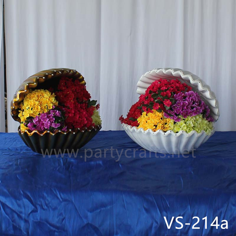 Shell shape gold & white metal flower stand wedding party event decoration bridal shower decoration
