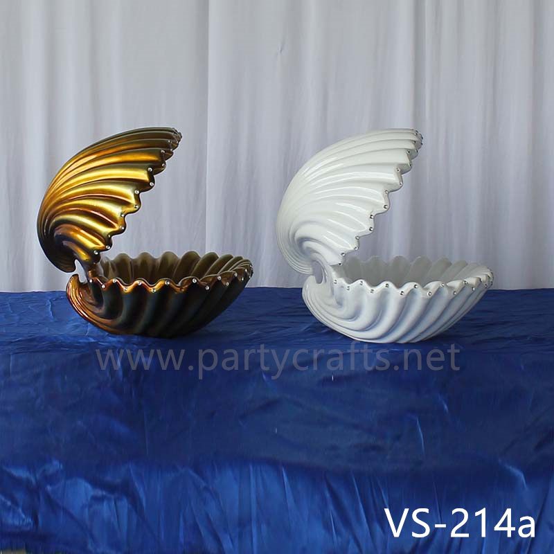 Shell shape gold & white metal flower stand wedding party event decoration bridal shower decoration