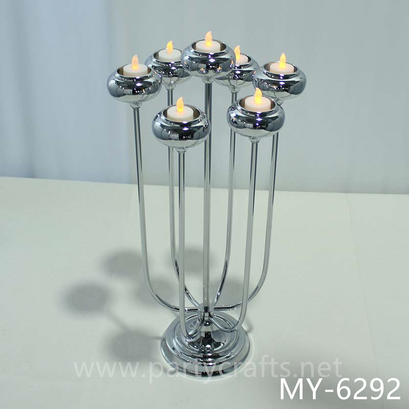 7 arms silver cluster candelabra candel holder decoration weeding party event living room hotel hall decoration
