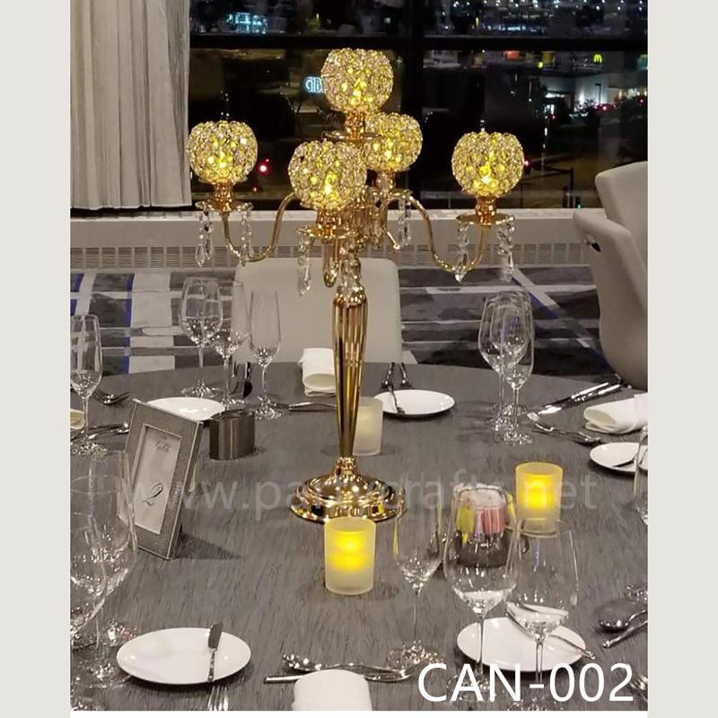 gold & silver 5 arms crystal candelabra centerpiece candle holder wedding party event bridal shower  table decoration