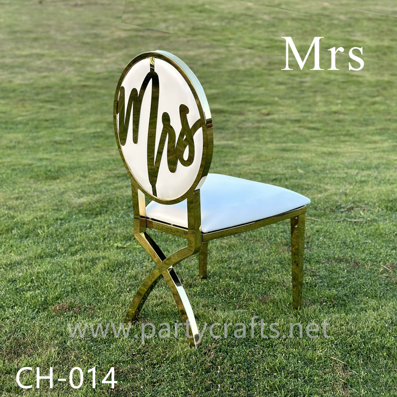 Mr & Mrs gold chair stainless steel chair wedding party event decoration chair armless chair bridal shower chair
