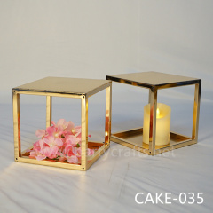 gold square metal cake stand flower stand shiny surface rectangle centerpiece pedestal stand decoration cake tablr decoration birthday party event decoration home decoration