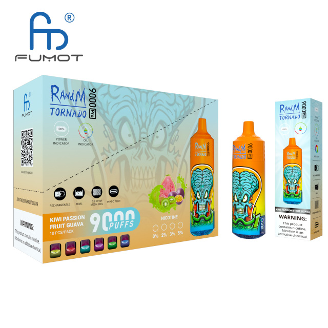 FUMOT RANDM TORNADO 9000 PRO DISPOSABLE VAPE DEVICE WITH  BATTERY AND EJUICE DISPLAY WHOLESALE (9000 PUFFS)