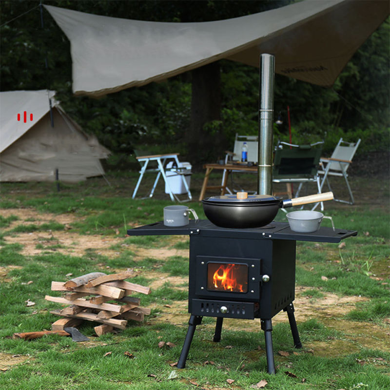 Portable Tent Wood Burning Stove with Pipe Multipurpose Camping Heating Wood Burning Stove for Tents Shelters and Cam