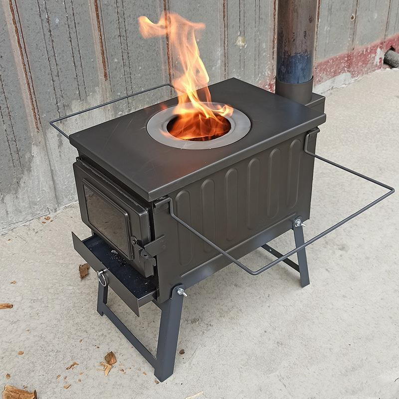 Portable Tent Wood Stove Camping Wood Stove 304 Stainless Steel with Folding Pipe  for Camping, Tent Heating, Hunting, Outdoor Cooking
