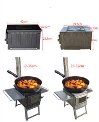 Portable Foldable Wood Burning Stove Heavy Duty Removable Camp Tent Stove with Chimney Pipe for Tent Shelter Heating Cooking