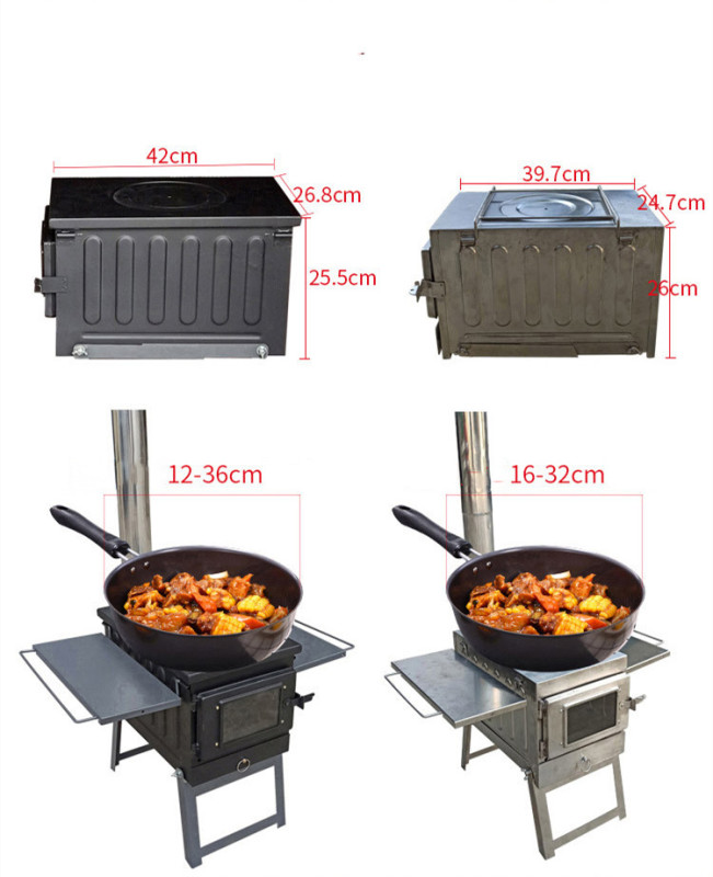 Portable Tent Wood Stove Camping Wood Stove 304 Stainless Steel with Folding Pipe  for Camping, Tent Heating, Hunting, Outdoor Cooking