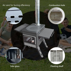 Camping Stove Portable Steel Hot Tent Stove with Pipe for Outdoor Wood Burning Cooking Stove for Trip