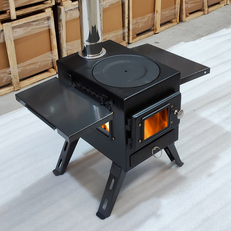 Outdoor Portable Tent Camping Wood Burning Stove Wood Cook Stoves Heating Burner Stove with Pipe For Tent Cooking