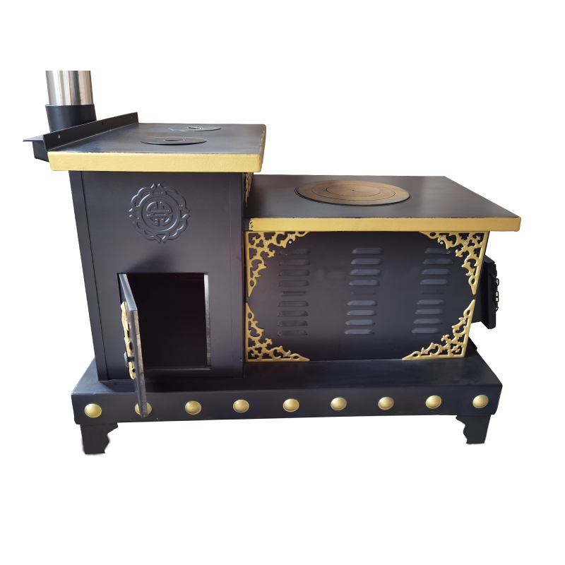 Indoor Energy efficient Fireplace Heating Stove Cooking Wood Burning Stove Fireplace with Oven Cast Iron Top Cooker