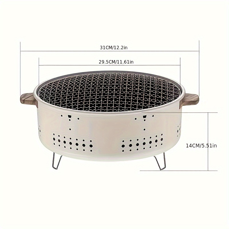 Outdoors Indoor Camping Picnic Cooking Stove Round Style Stainless Steel Barbecue Charcoal Grill Portable Charcoal Stove