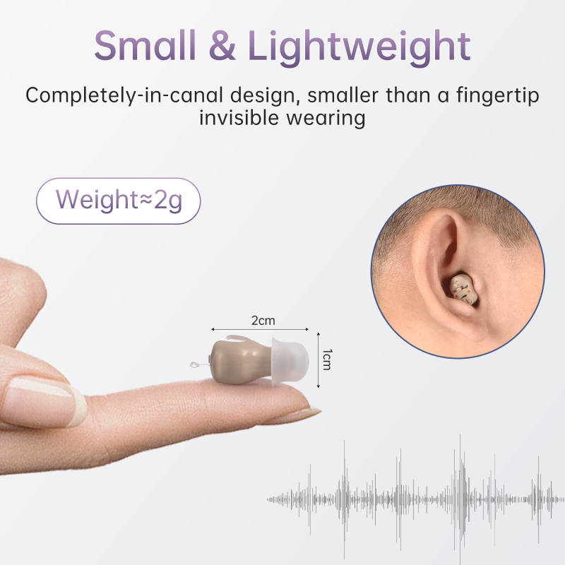 2 Packs Mini Hearing Aids for Seniors Rechargeable, Invisible In Ear Hearing Amplifiers with Noise Cancelling for Adults, Hearing Assist Device with Magnetic Contact Charging Box, 1 Pair, Beige