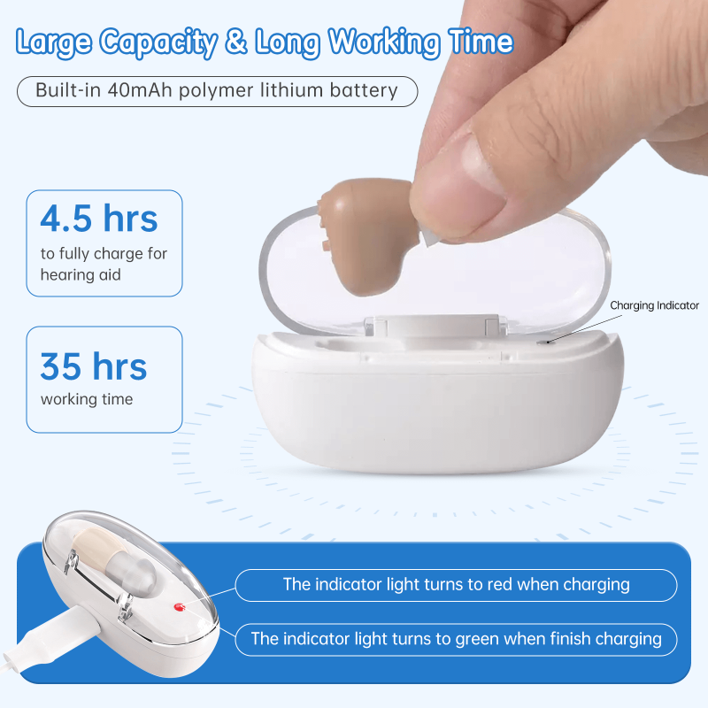 Cheap Price Hearing Aid for Seniors Rechargeable, Single Ear Hearing Amplifier Aid for Adults, Hearing Assist Device with Charging Base, Clear Sound, Beige