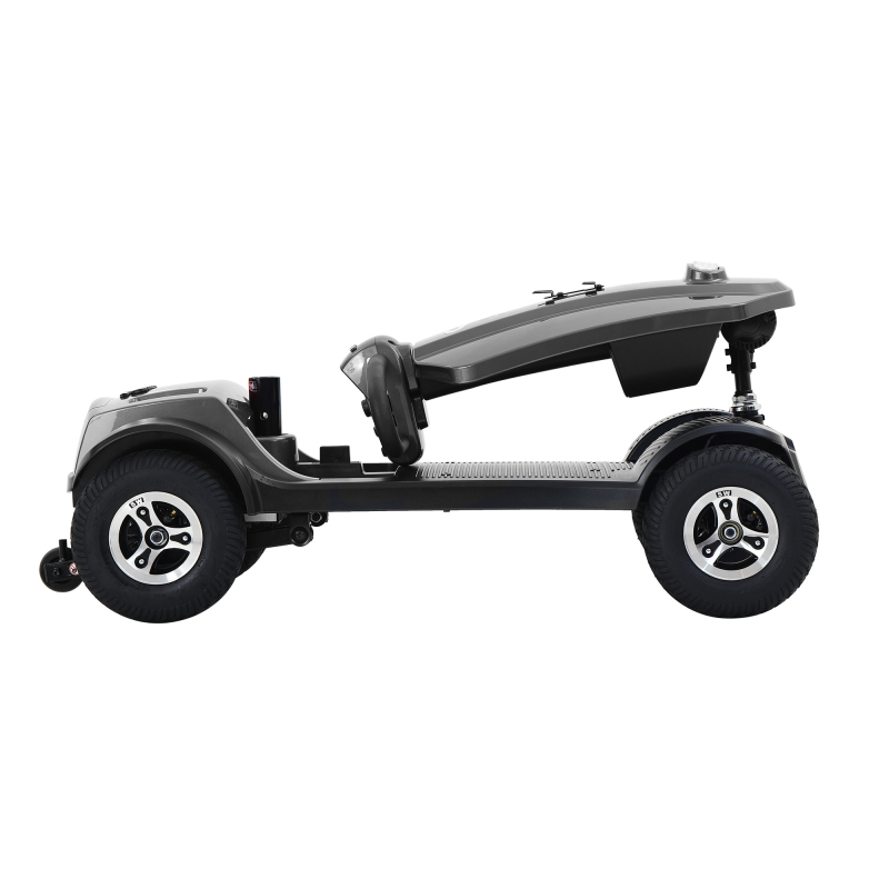 MAX PLUS Grey 4 Wheels Outdoor Compact Mobility Scooter with 2pcs*20AH Lead acid Battery, 16 Miles, Cuo Holders & USB charger Port
