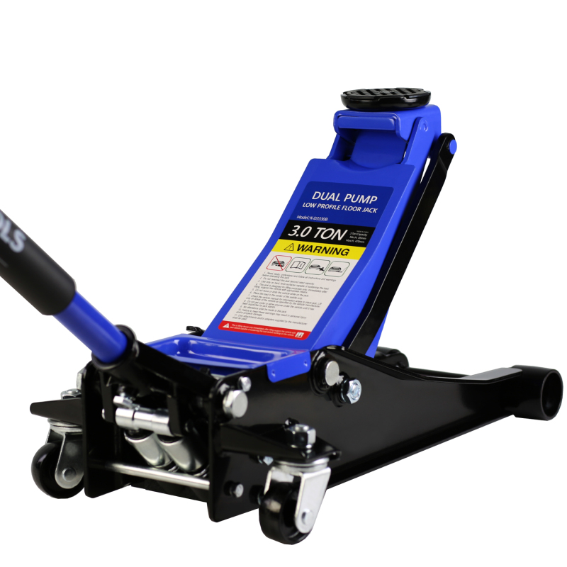 Hydraulic Low Profile and Steel Racing Floor Jack with Dual Piston Quick Lift Pump,3 Ton (6600 lb) Capacity, Blue