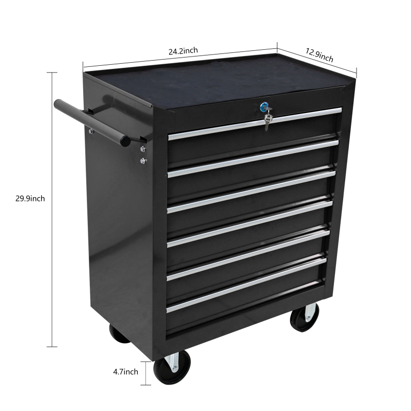 6 Drawers Multi-functional Tool Cart with Wheels and Lock