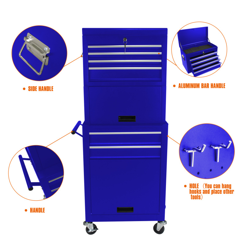 6 Drawers Multi-functional Service Tool Cart - Blue