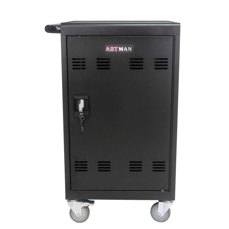 30 Devices Mobile Storage Charging Cart for Laptops with Lock - Black