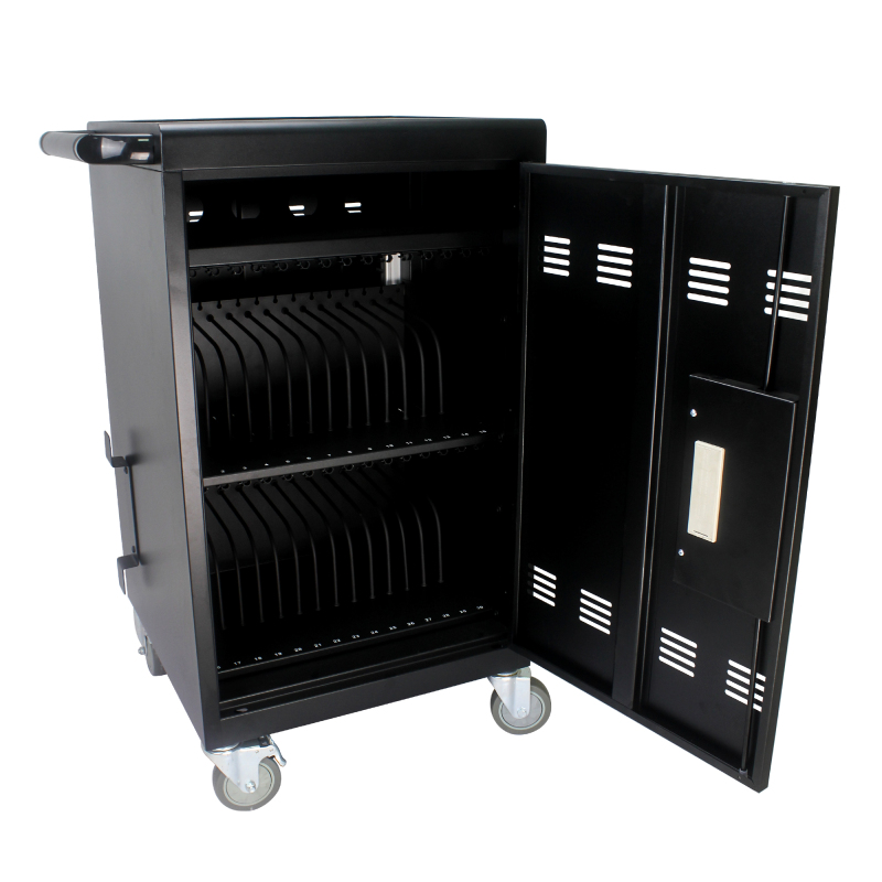 30 Devices Mobile Storage Charging Cart for Laptops with Combination Lock - Black