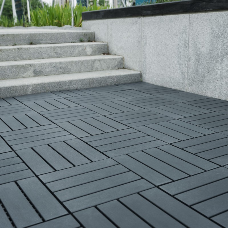 0.80-in x 11.8-in 44-Pack Dark Gray Prefinished Vinyl/Plastic Deck Tile