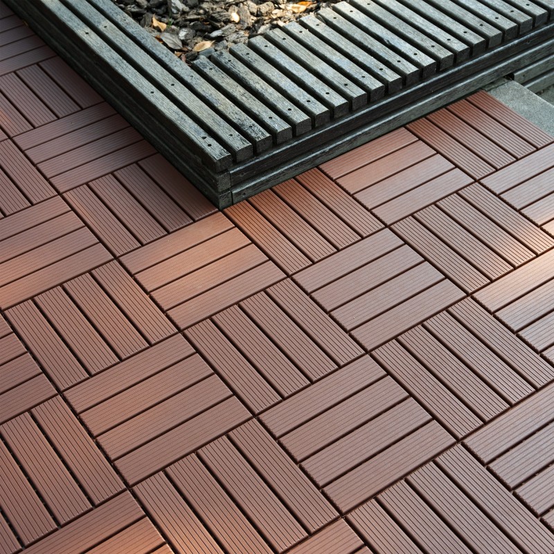 0.80-in x 11.8-in 44-Pack Dark Brown Prefinished Vinyl/Plastic Deck Tile